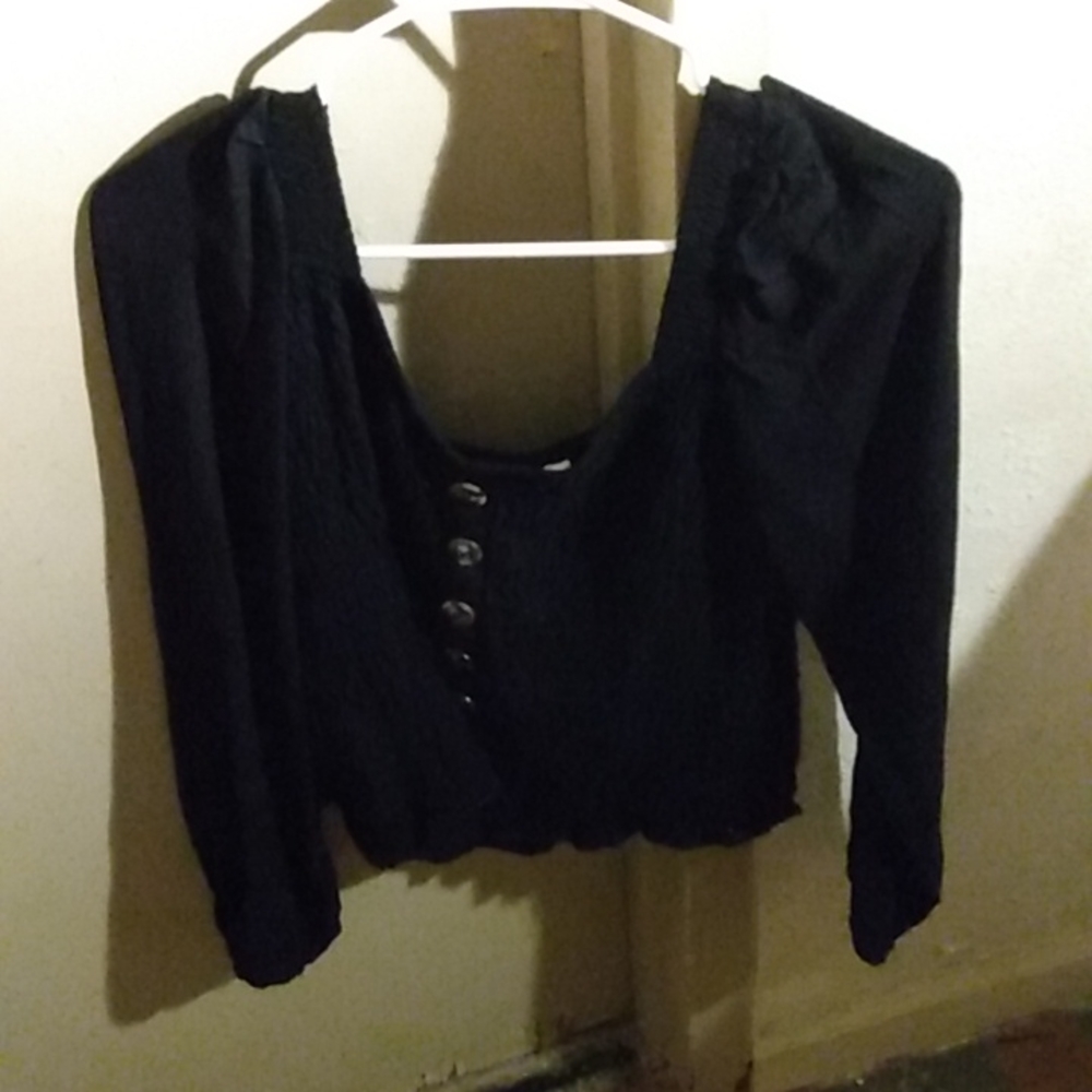 Black long sleeve top with buttons